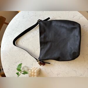 Vintage Coach Large Black Leather Shoulder Bag